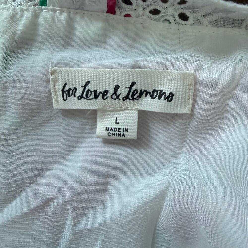 For Love & Lemons Petal Tank Mini Dress Floral Sz L Ruched Ruffle Garden Party - Picture 5 of 9